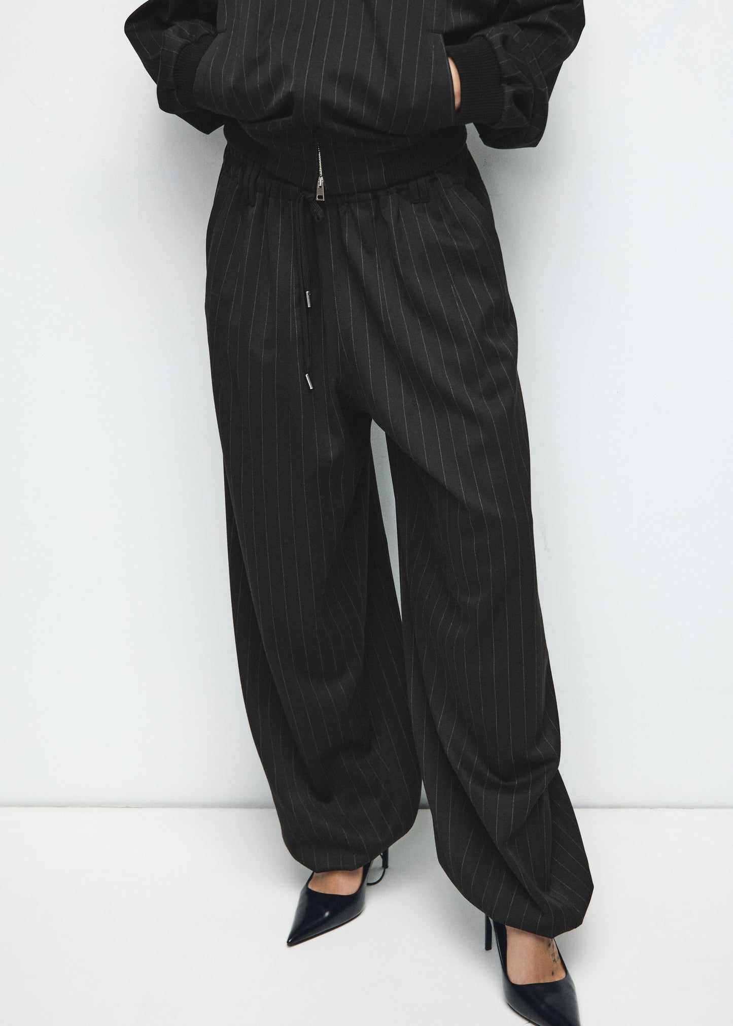 Pinstripe balloon trousers