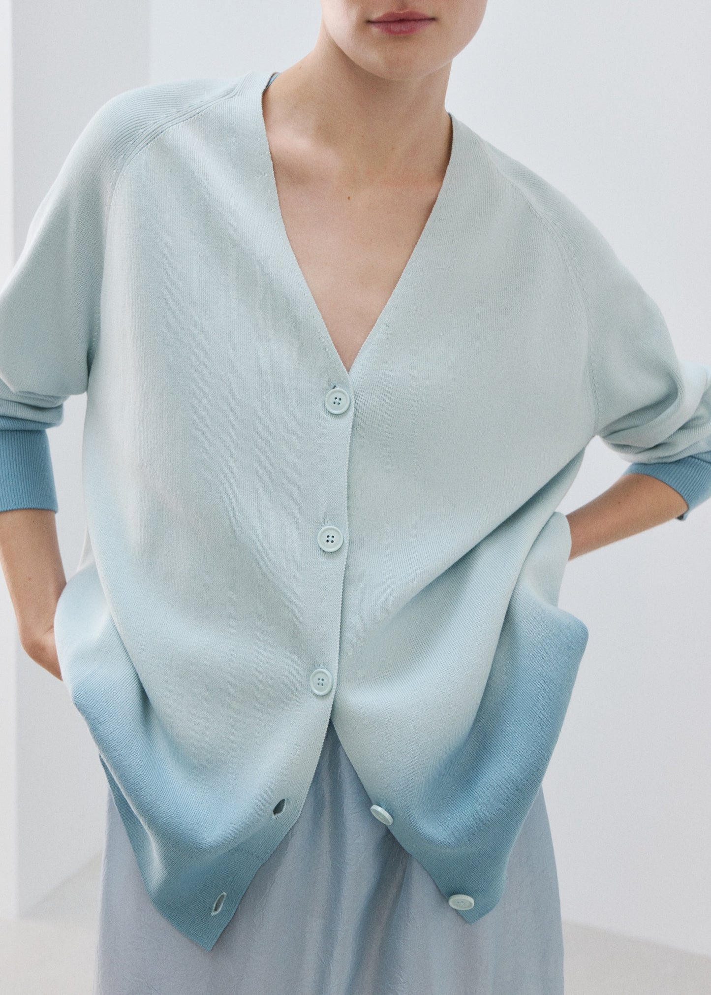 100% cotton gradient cardigan