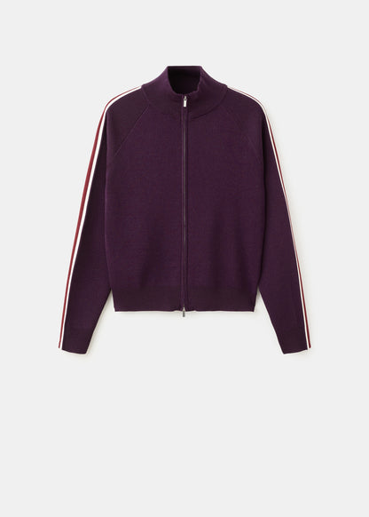 Contrast stripe zip cardigan
