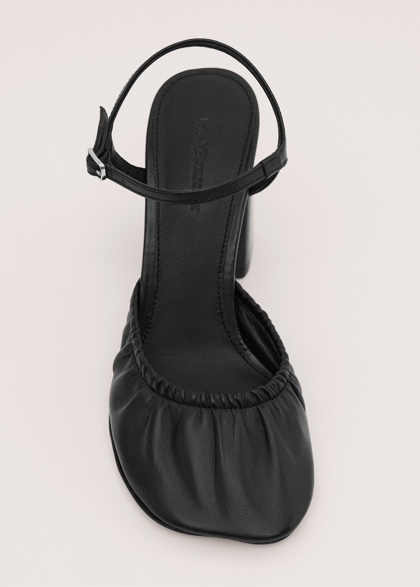 Ruched 100% leather court shoe