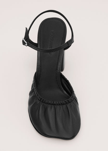Ruched 100% leather court shoe