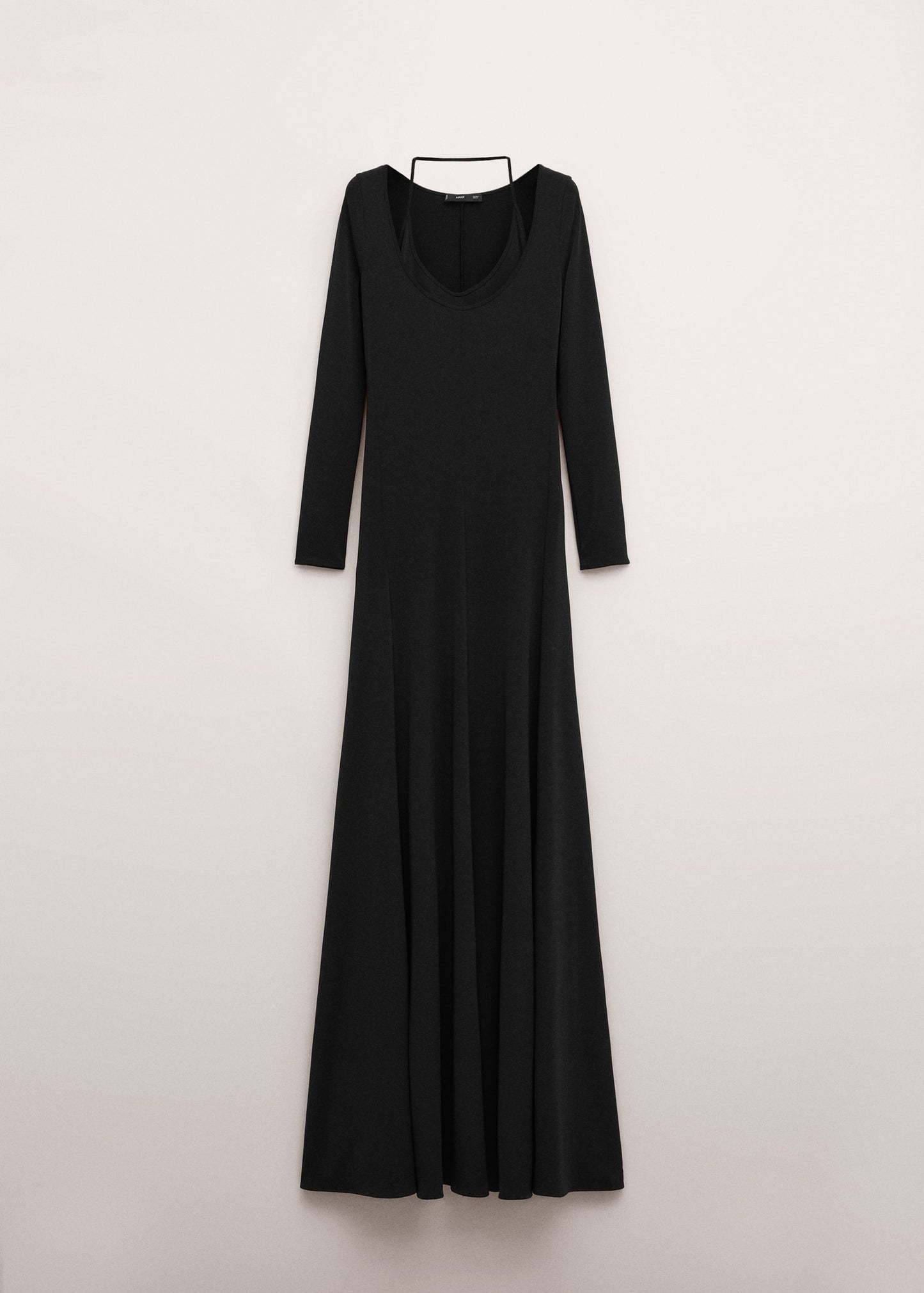 Dress with combined fine-knit collar