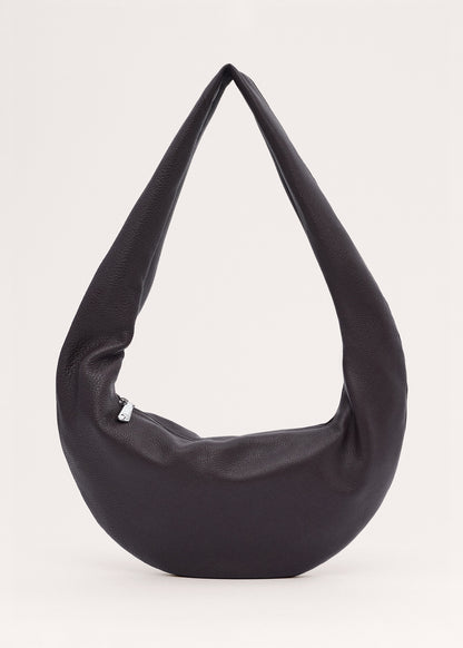 Oval leather shoulder bag