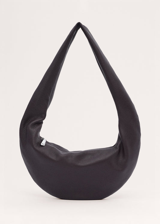 Oval leather shoulder bag