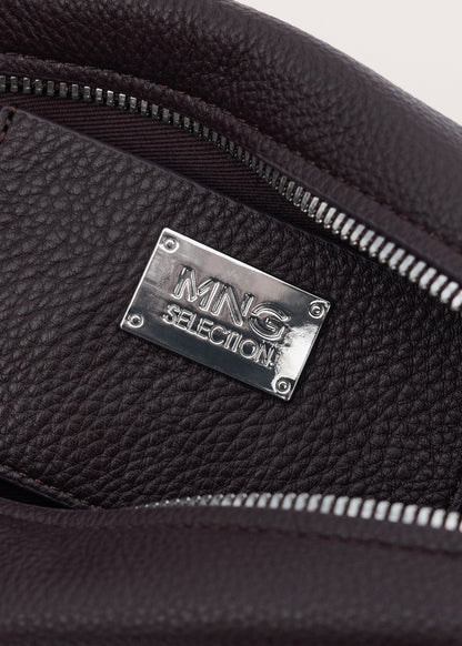 Oval leather shoulder bag