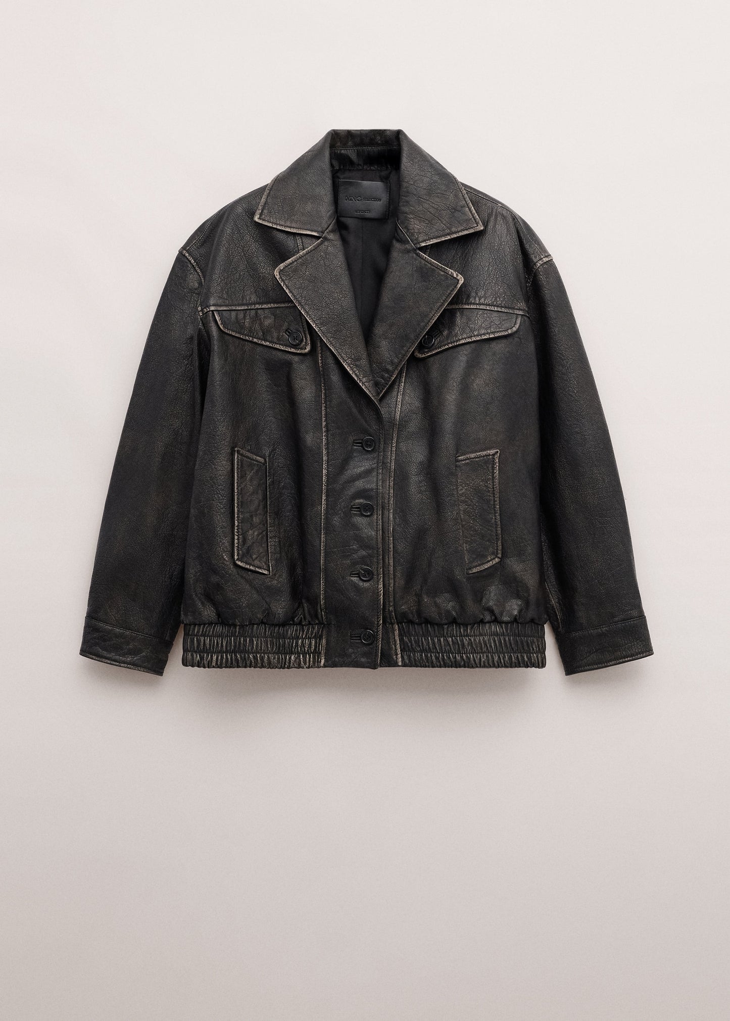100% leather oversized jacket with buttons