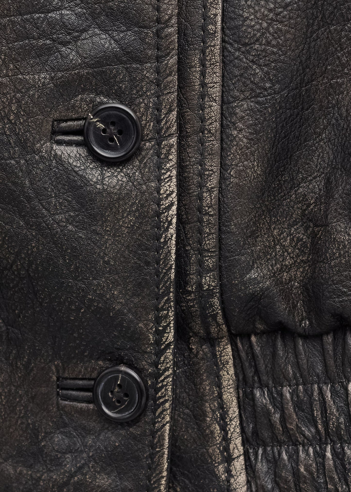 Oversized leather jacket with lapels