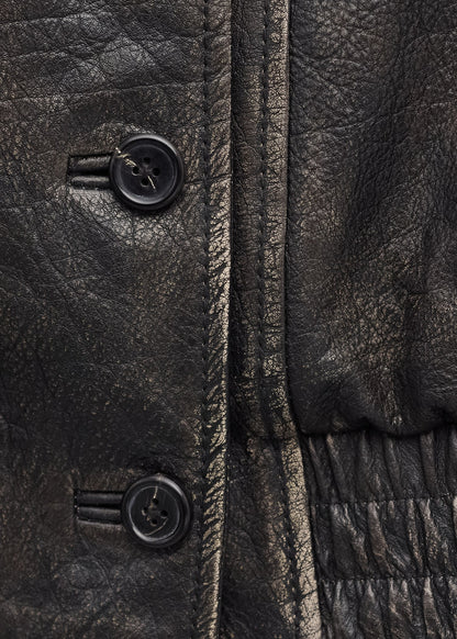 Oversized leather jacket with lapels