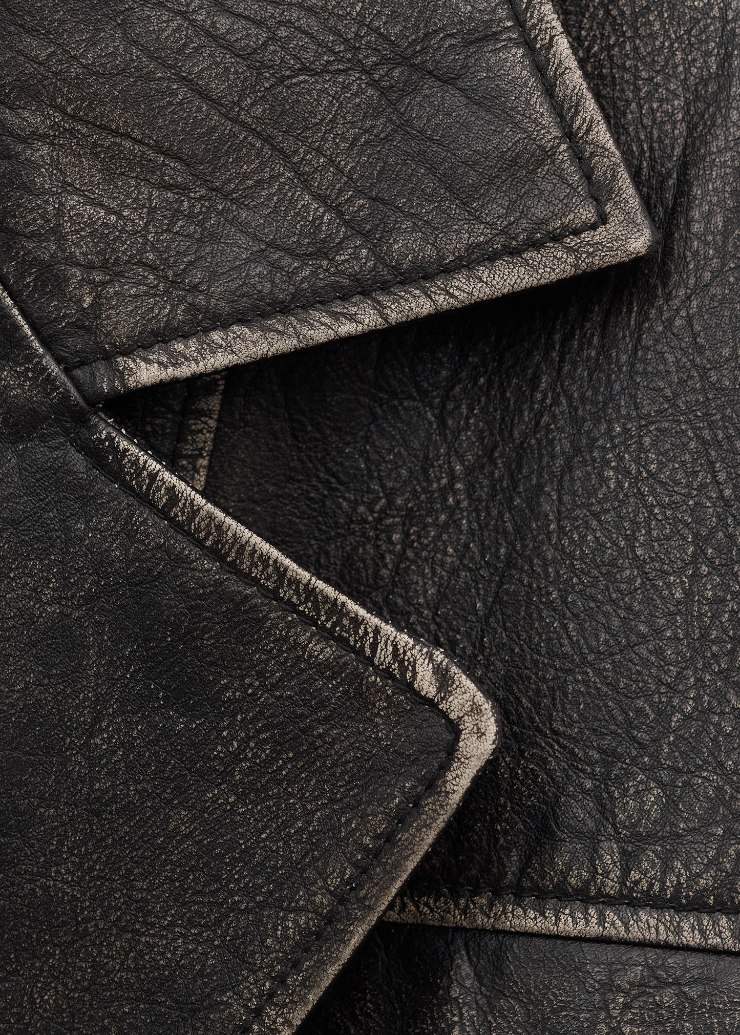 Oversized leather jacket with lapels