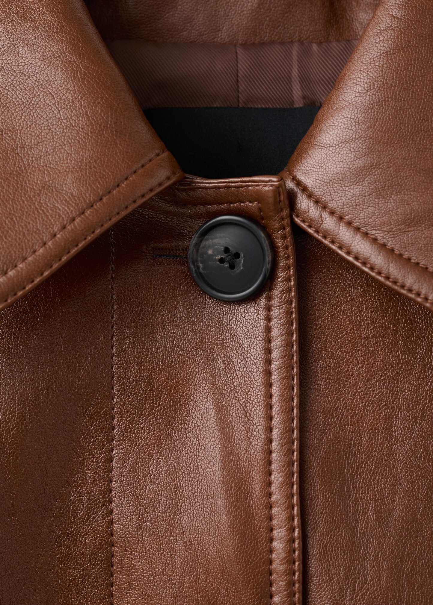 Long faux-leather trench coat with belt