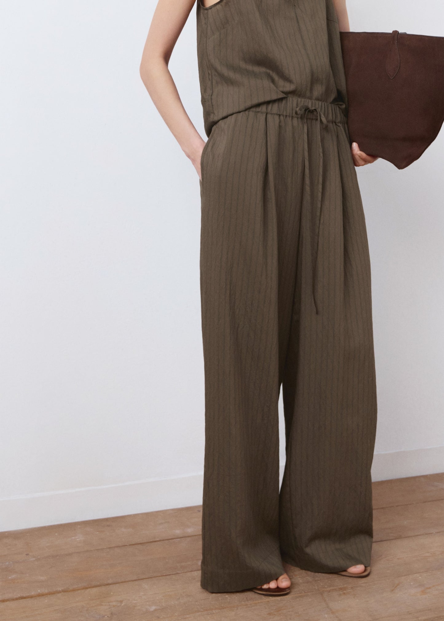 Straight striped trousers