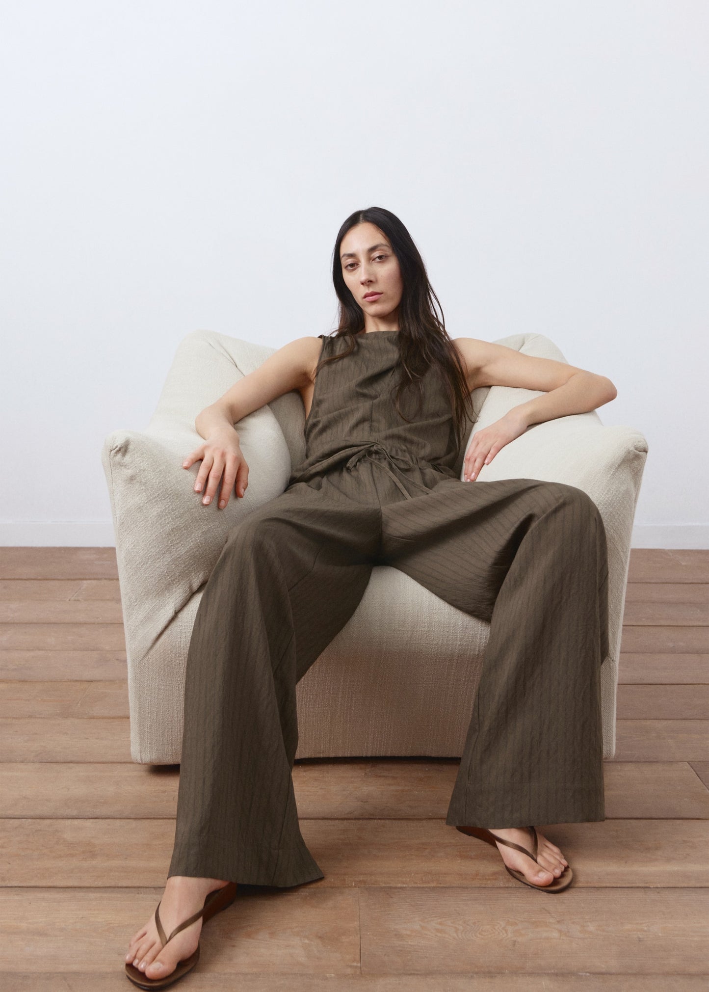 Straight striped trousers