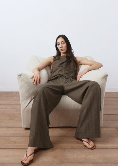 Straight striped trousers