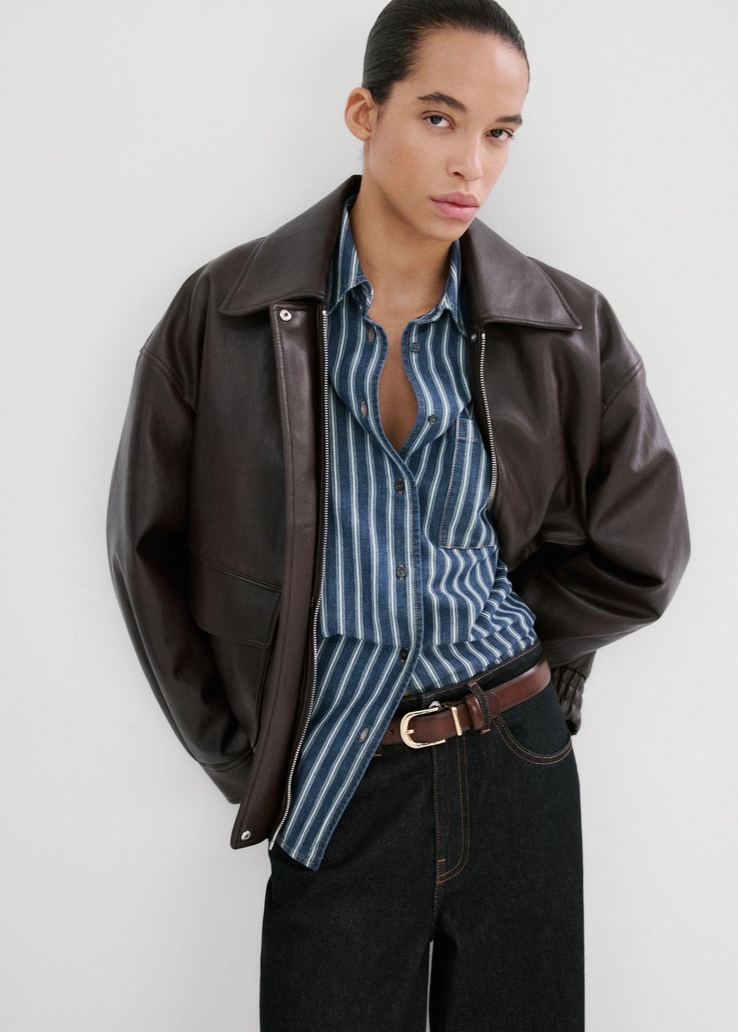 Striped denim shirt