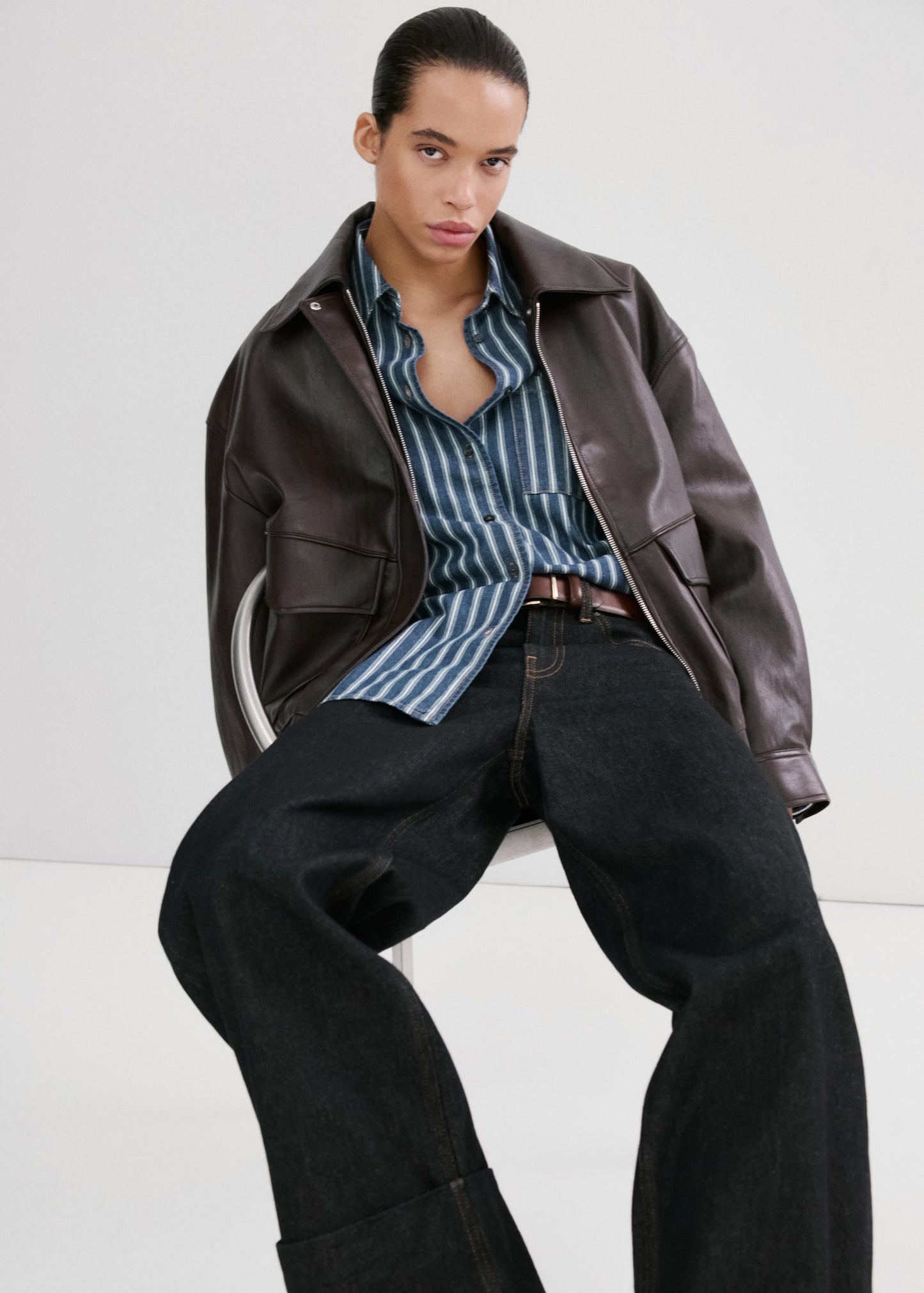 Striped denim shirt