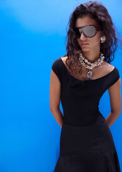 Fitted bodysuit with open back
