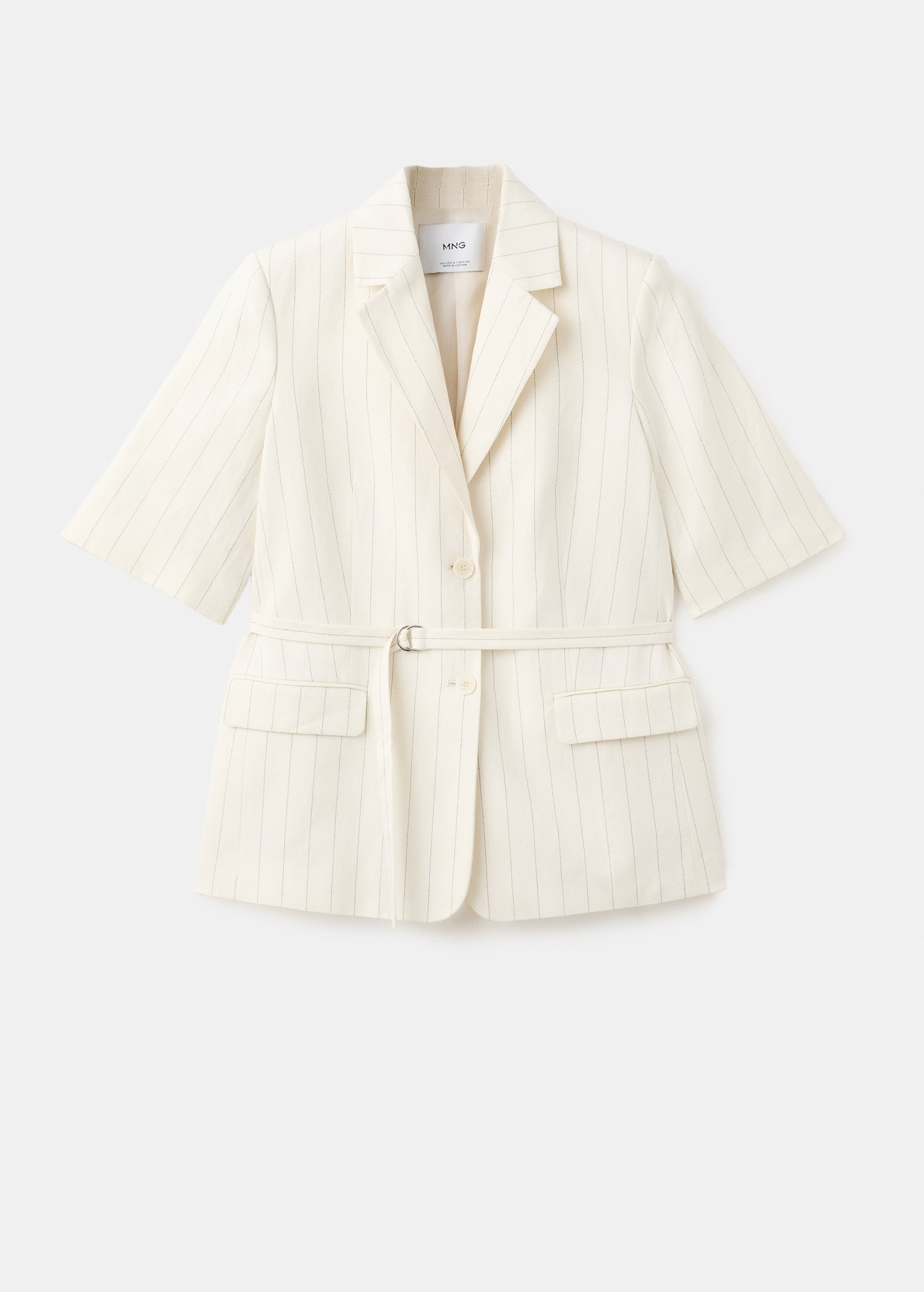 Linen suit jacket with belt