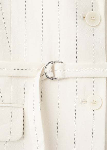 Linen suit jacket with belt