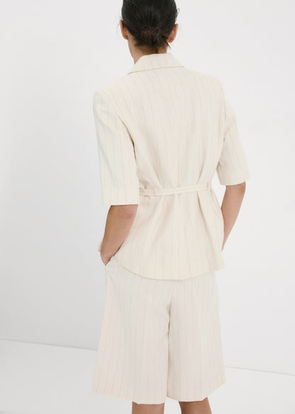 Linen suit jacket with belt