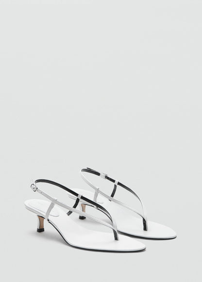 Heeled leather sandals with straps