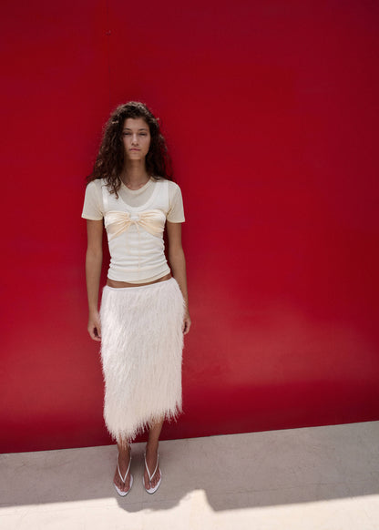 Midi skirt with textured yarn