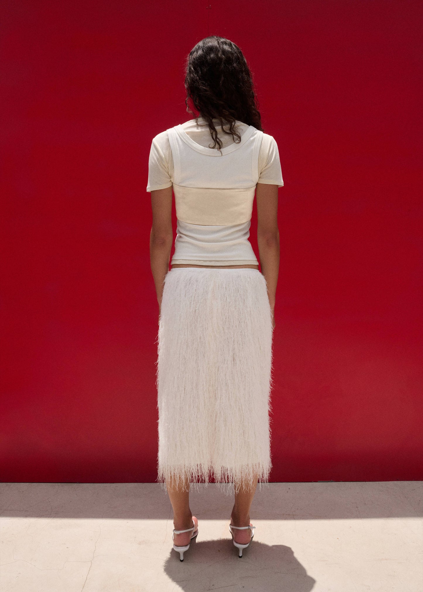 Midi skirt with textured yarn