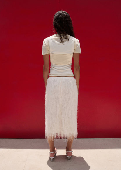 Midi skirt with textured yarn