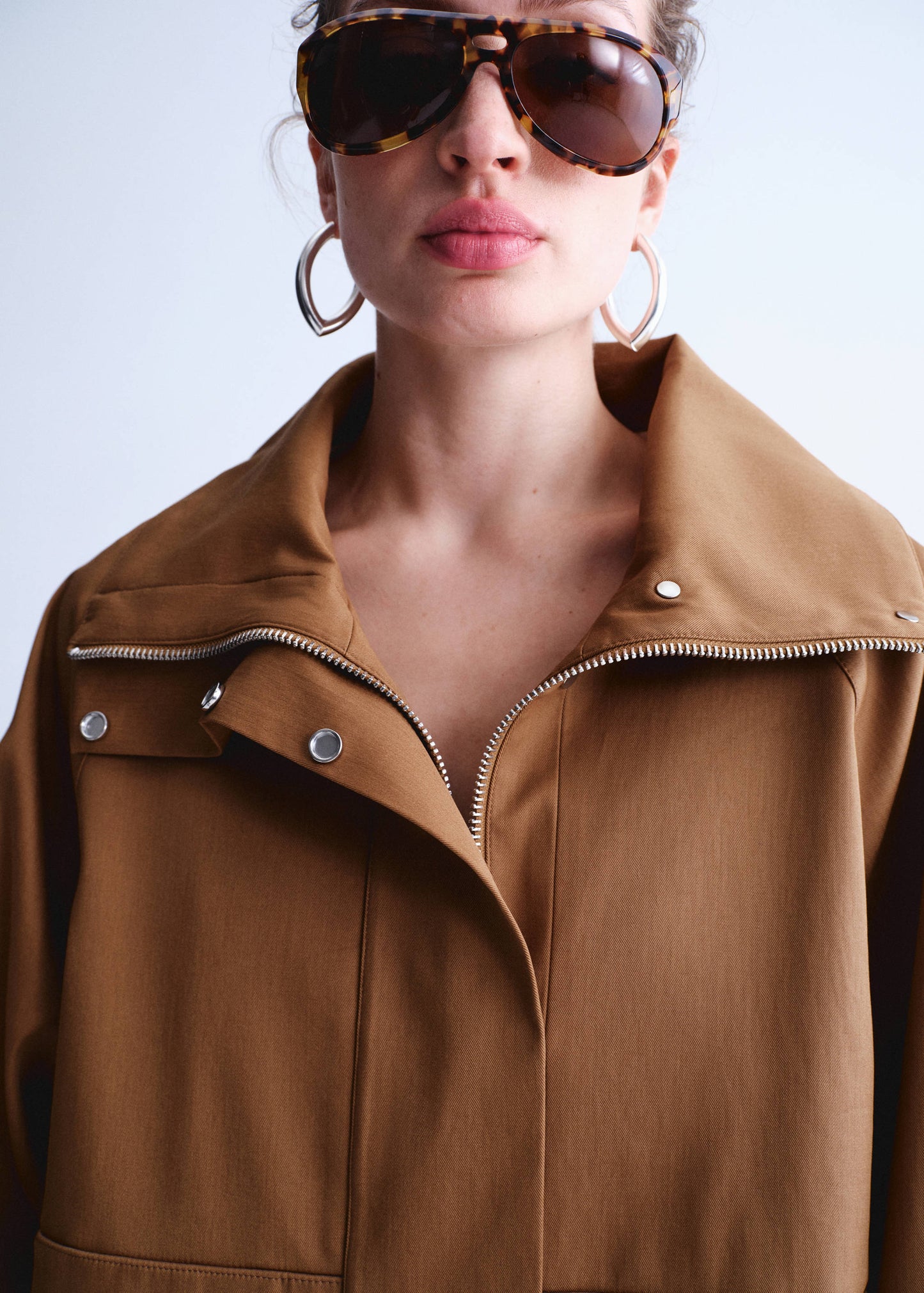 Oversized funnel neck parka