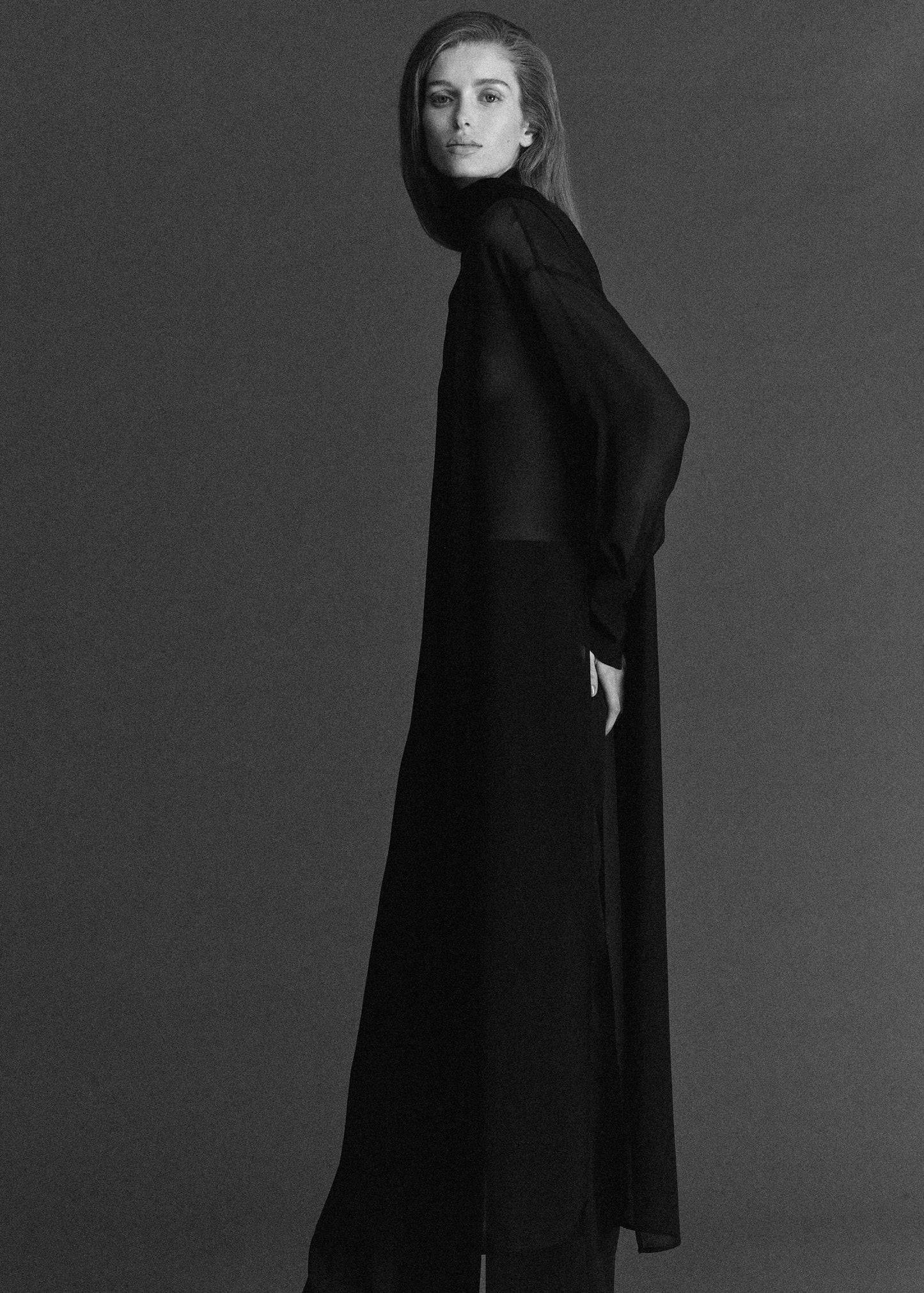 Long silk shirt with foulard