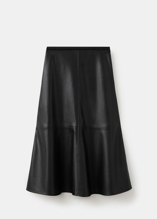 Faux-leather midi-skirt