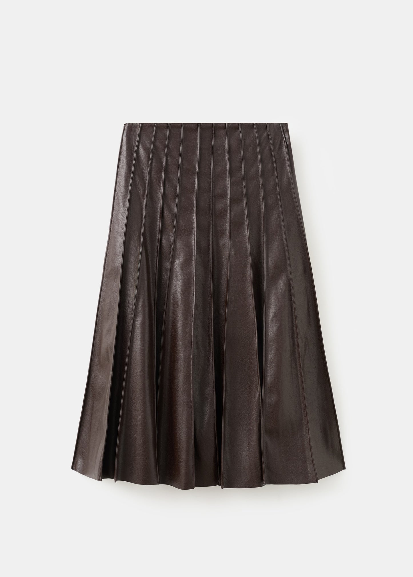 Faux-leather godet skirt