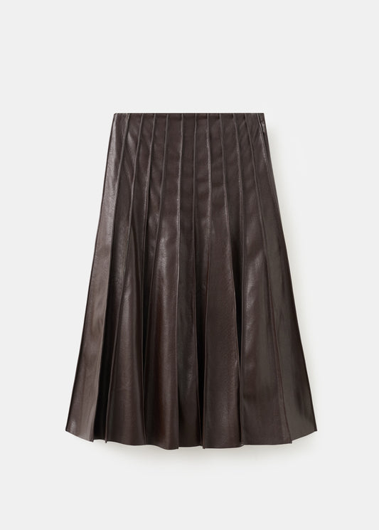 Faux-leather godet skirt