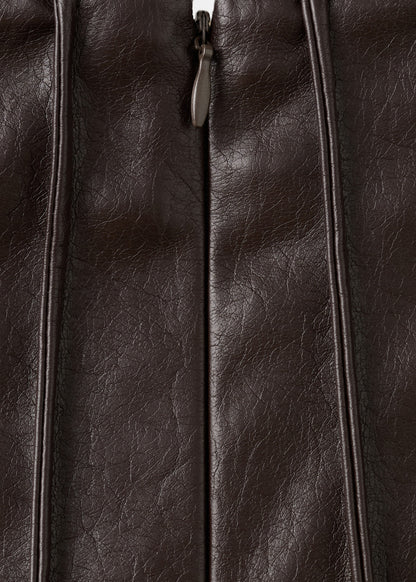 Faux-leather godet skirt