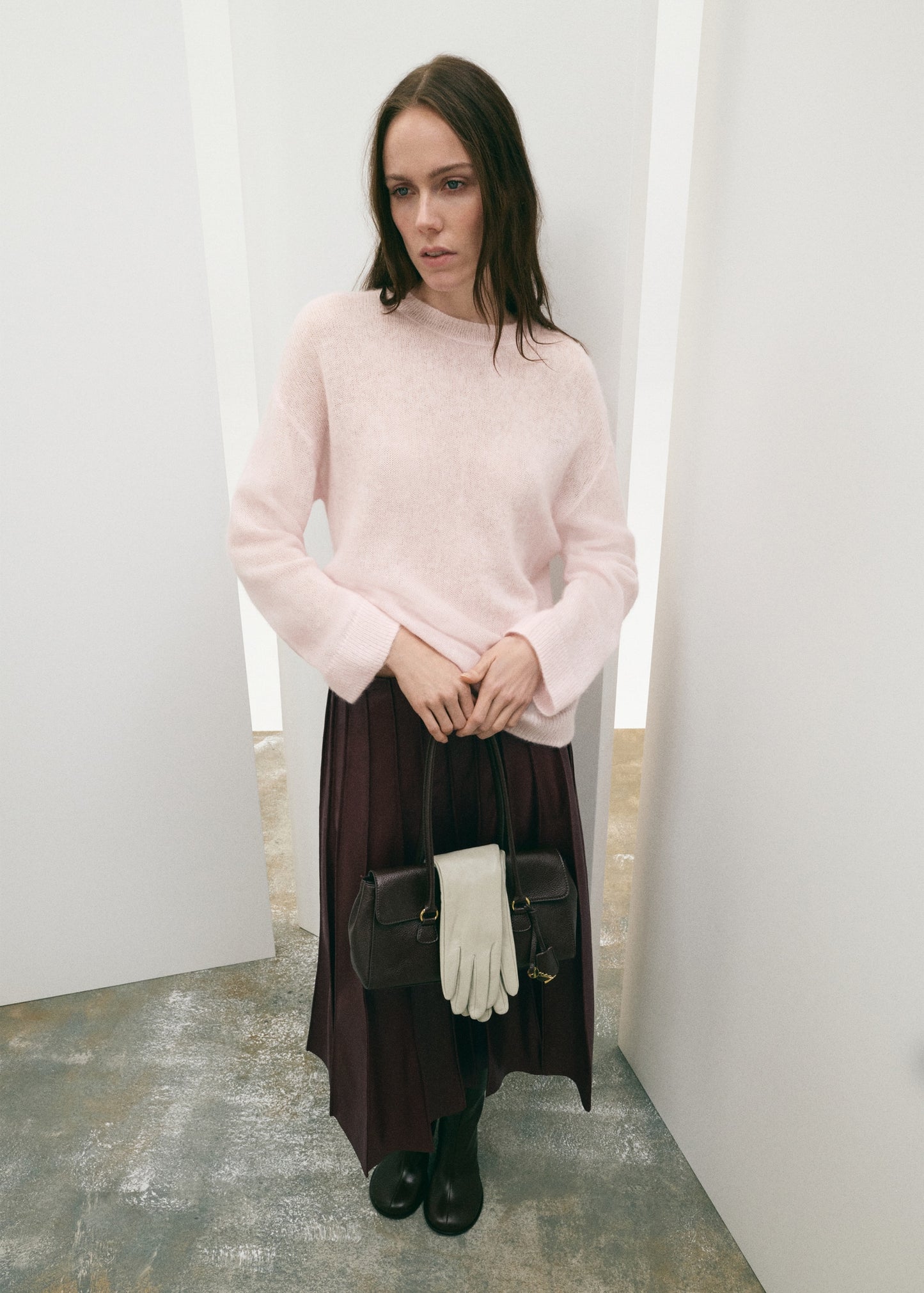 Faux-leather godet skirt