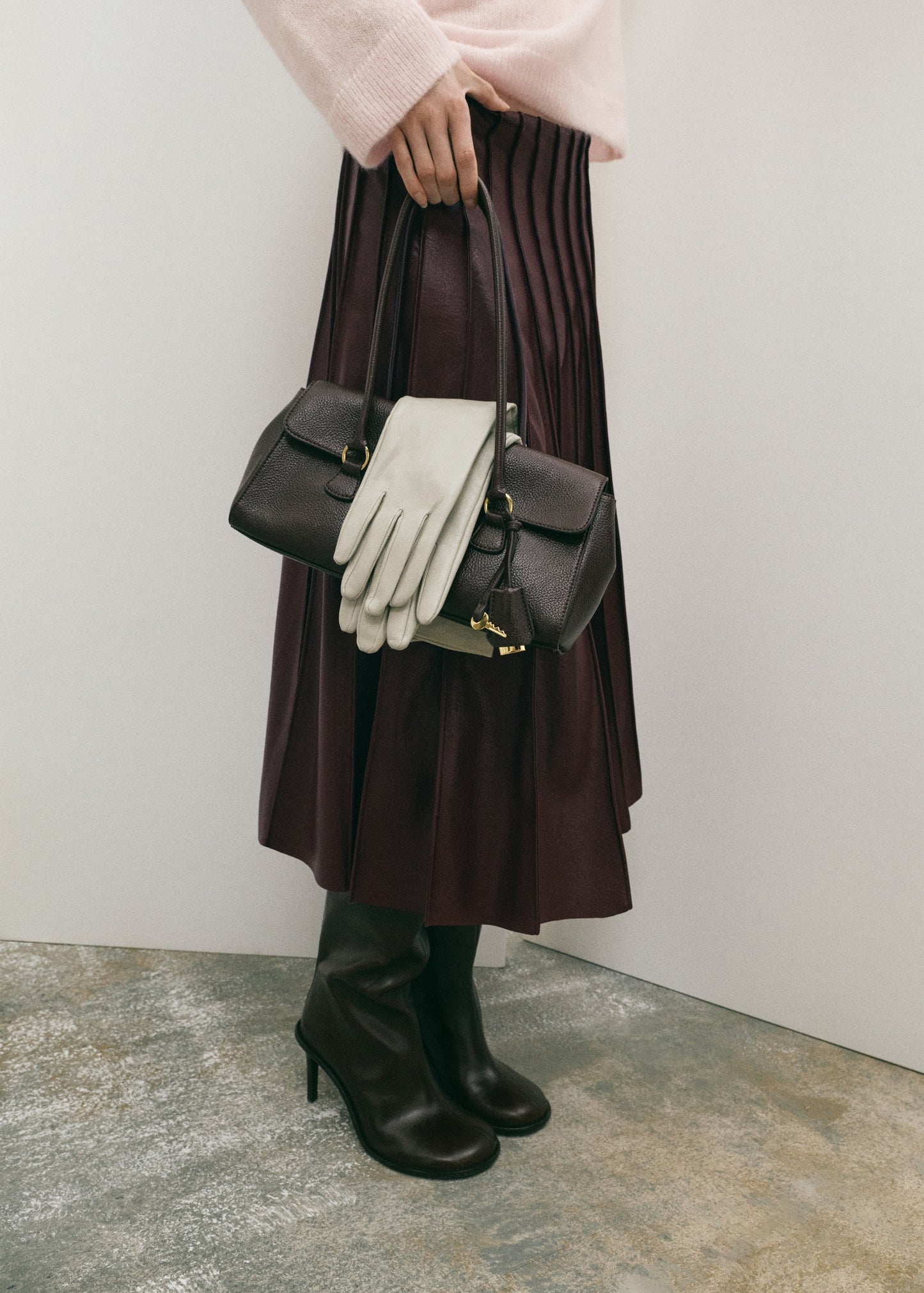 Faux-leather godet skirt