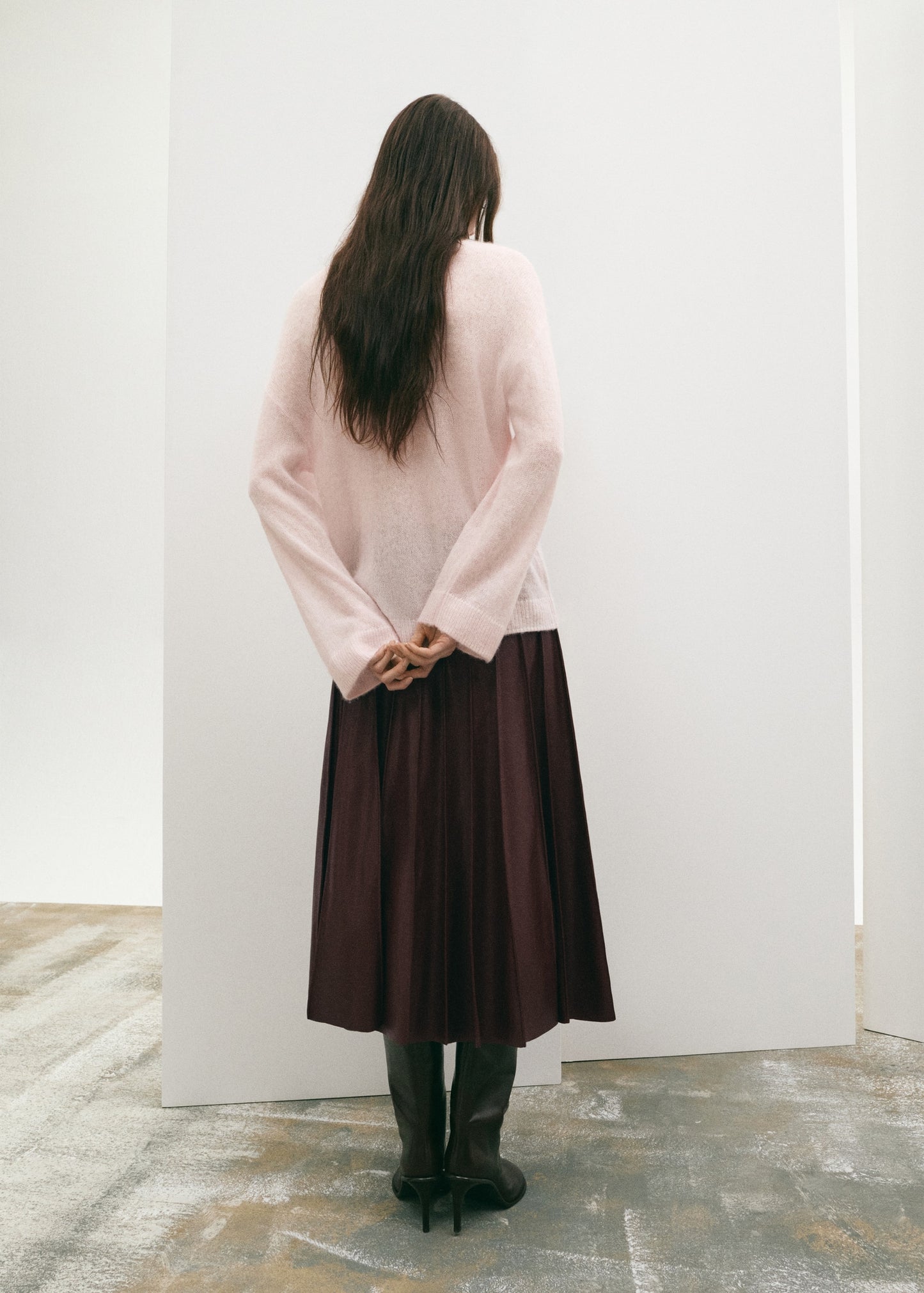 Faux leather skirt with godets