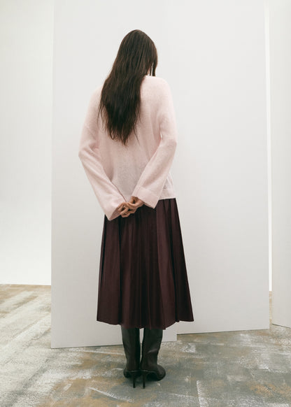 Faux-leather godet skirt