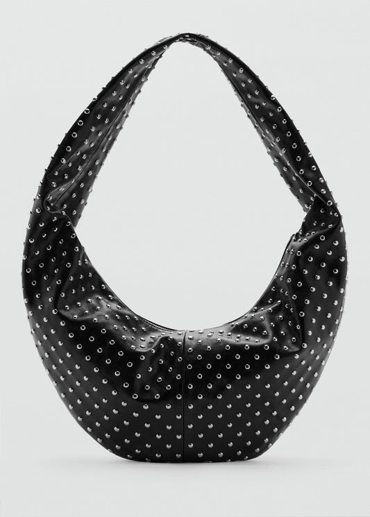 Oval studded shoulder bag