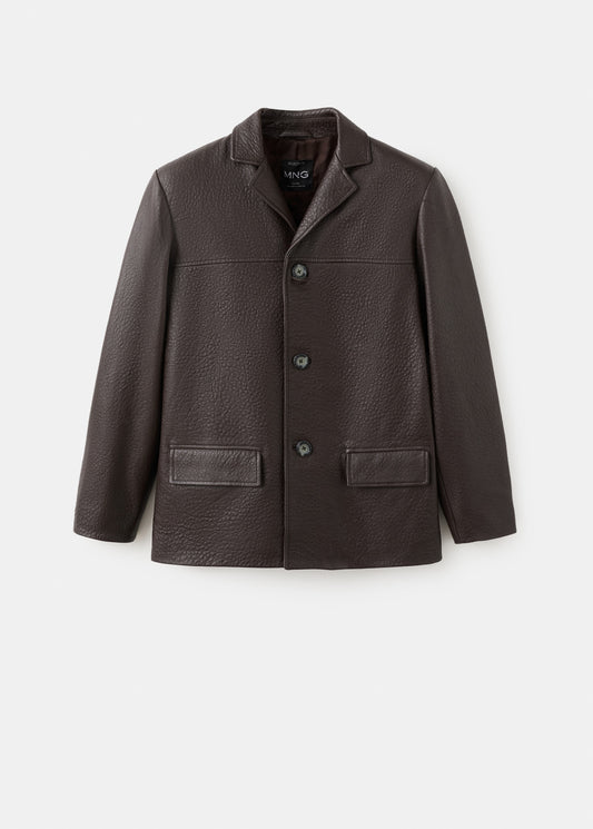 Leather jacket with buttons