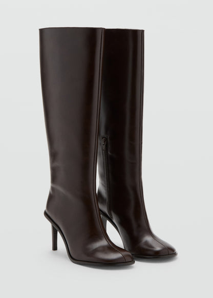 High heel leather boot