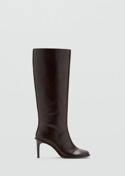 High heel leather boot