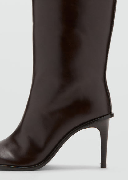 High heel leather boot