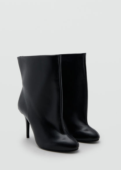 Wide shaft leather heeled boot