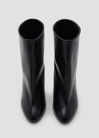 Wide shaft leather heeled boot