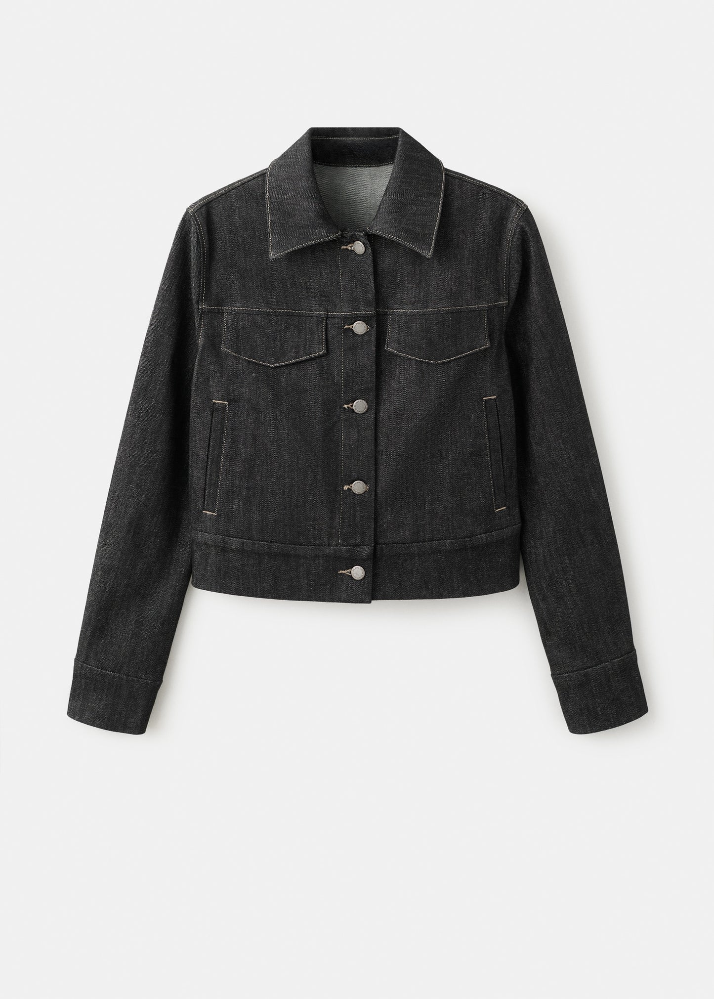 Fitted denim jacket with pockets