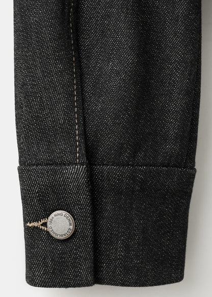 Fitted denim jacket with pockets