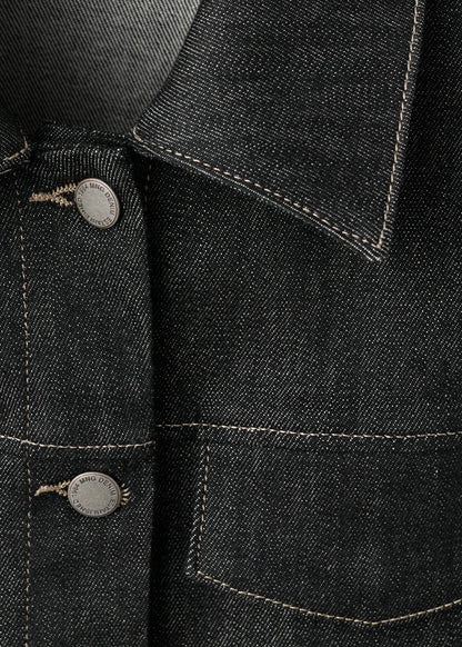 Fitted denim jacket with pockets