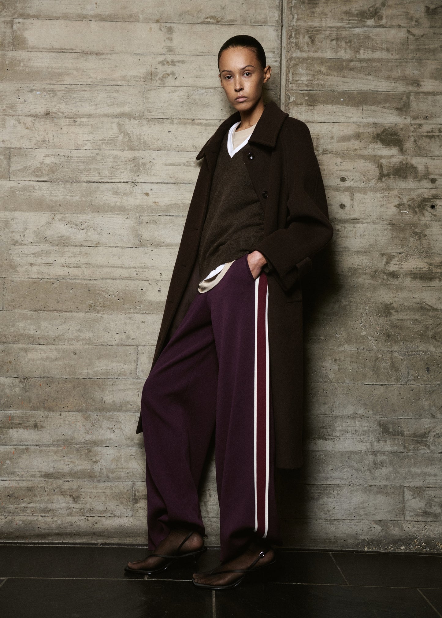 Knitted trousers with contrasting stripes