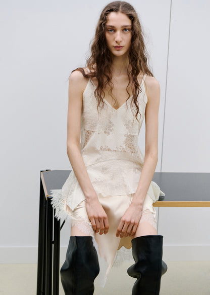 Cross-over lingerie skirt with slit