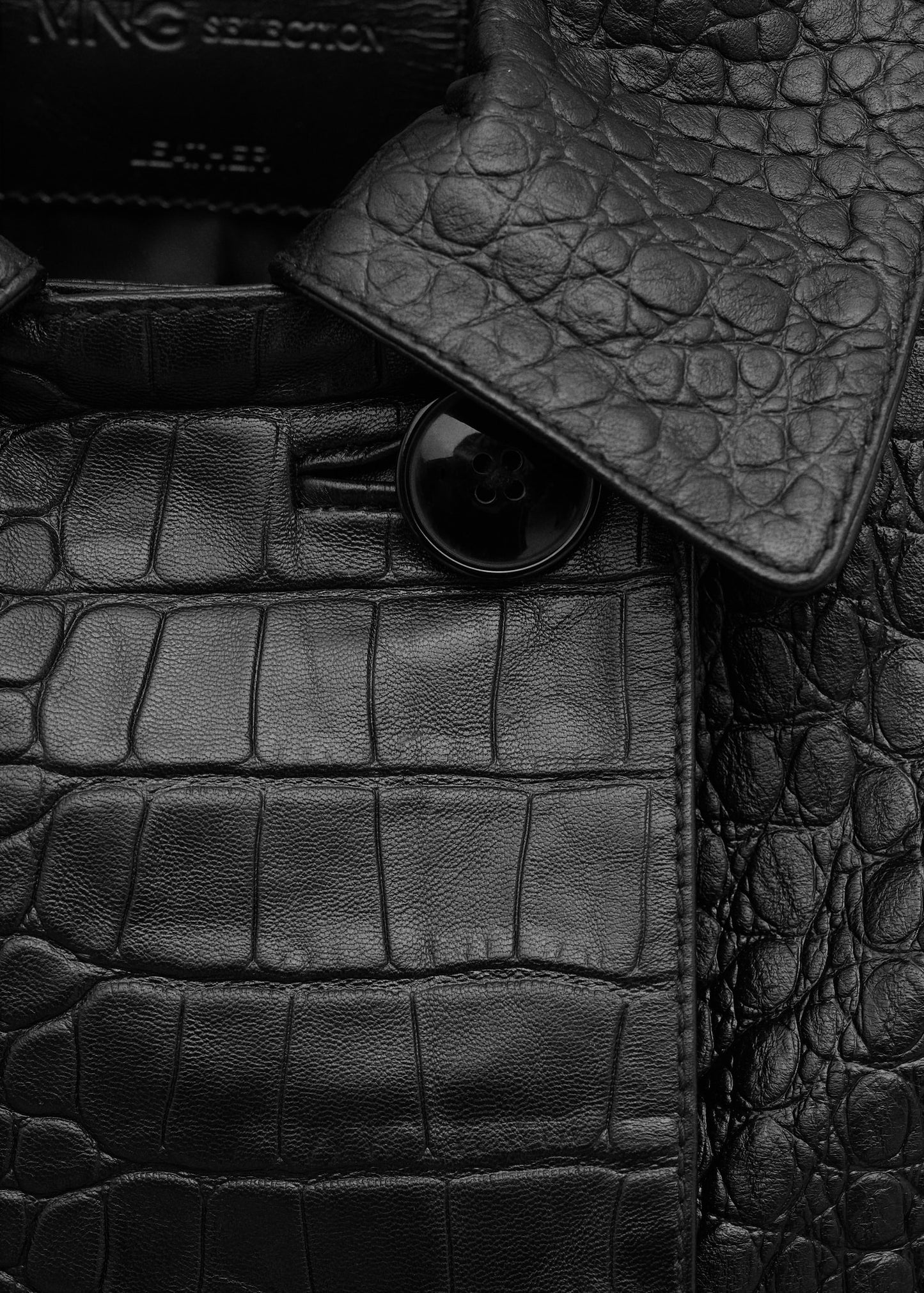 Double-breasted leather jacket